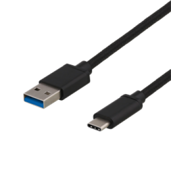 Deltaco USBC-1152 USB 3.1 Gen 1 USB-A USB-C 1m Svart Tekstil